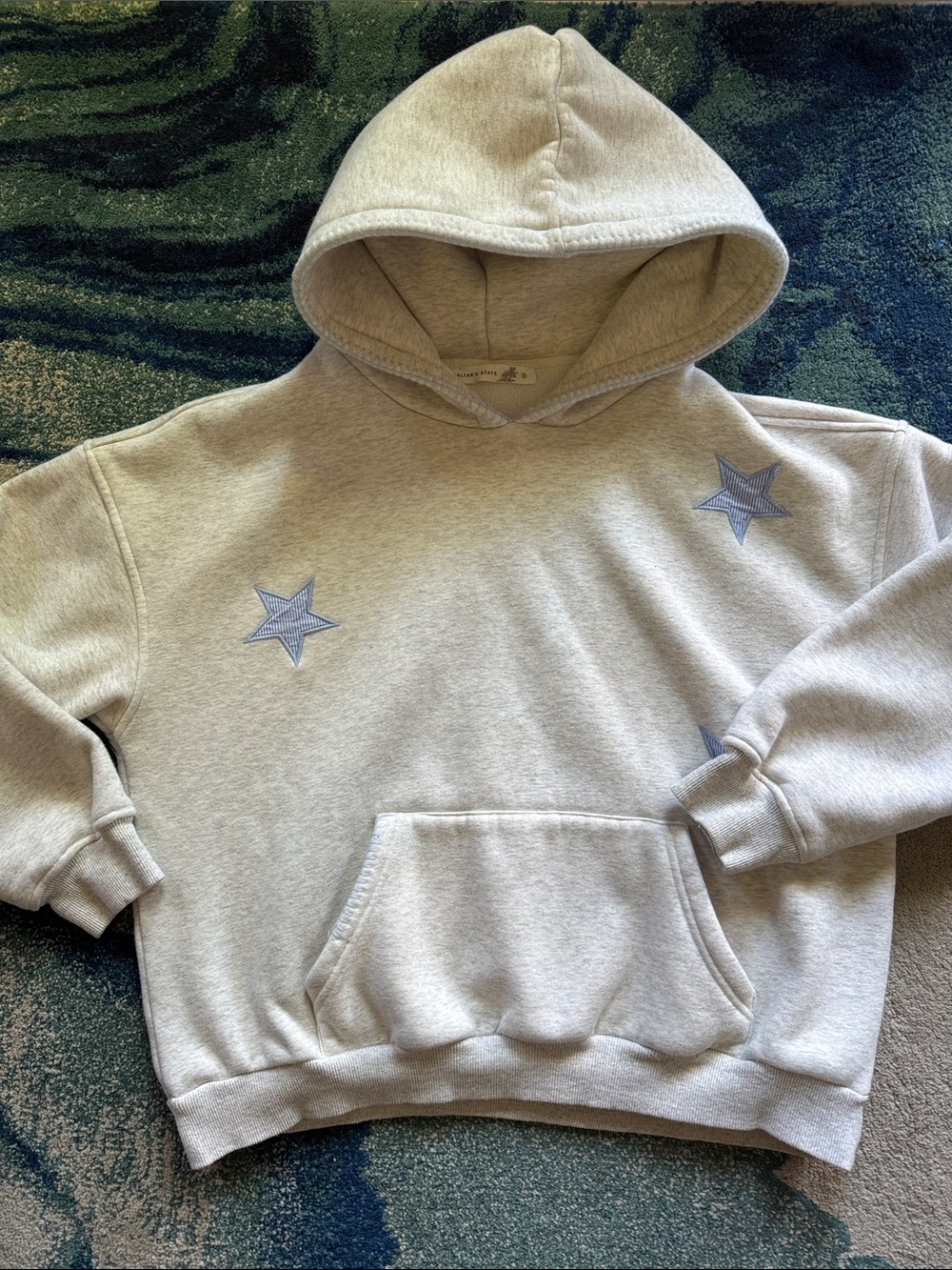 Altar'd State Light Gray Star Embroidered Hoodie